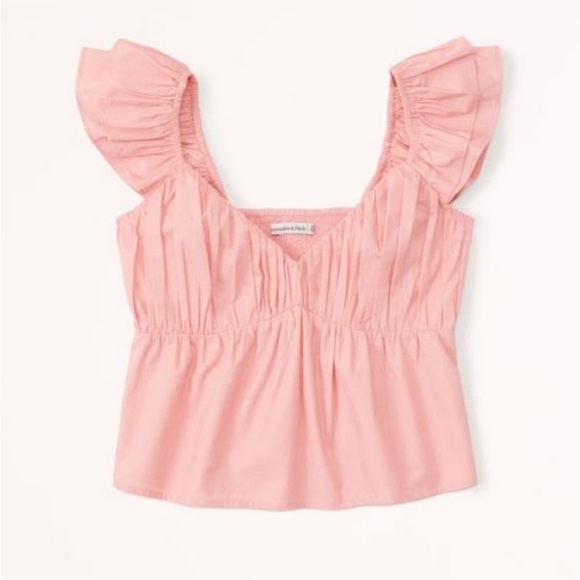 Abercrombie & Fitch Tops - Abercrombie Flutter Sleeve Ruffle Blouse Pink Size Medium